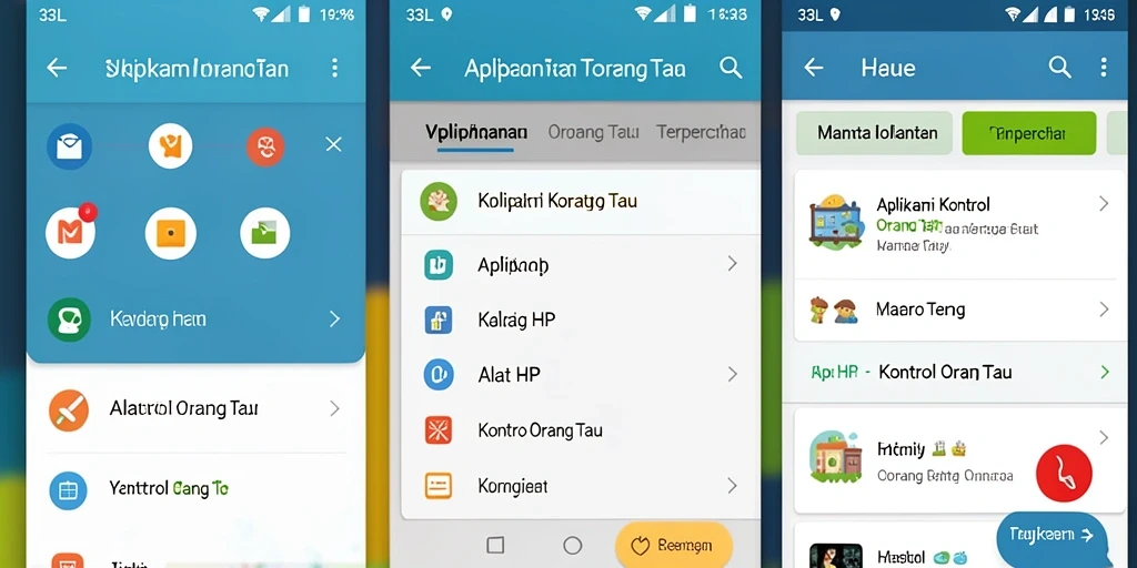 Tampilan utama aplikasi 33L dengan fitur kontrol orang tua yang intuitif.