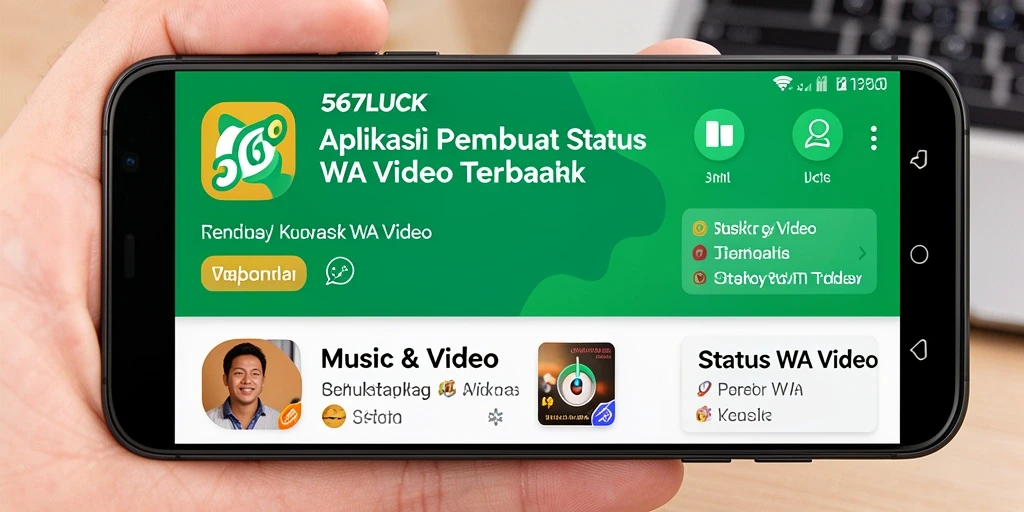 Antarmuka pengguna 567LUCK untuk Status WA Video yang menarik.