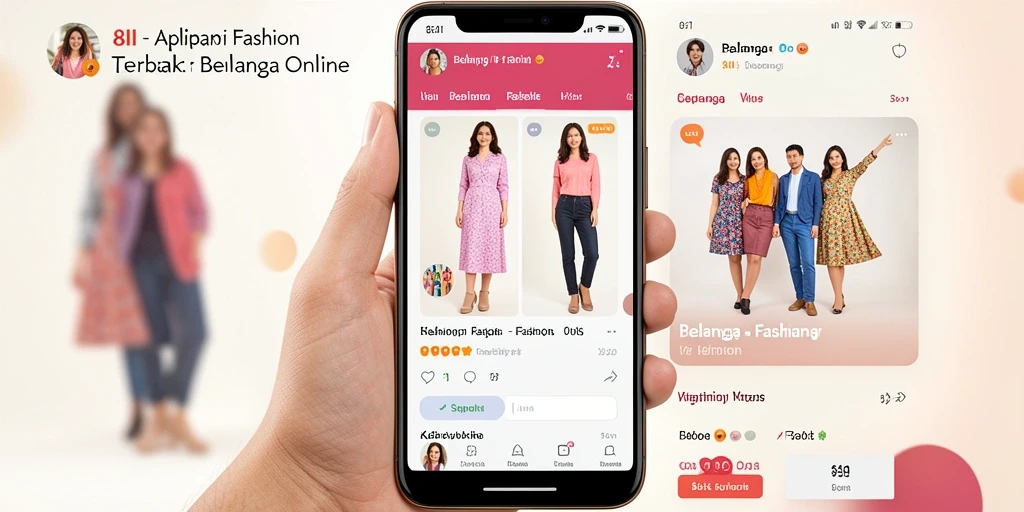 Antarmuka aplikasi 8II yang menarik dengan berbagai pilihan fashion.