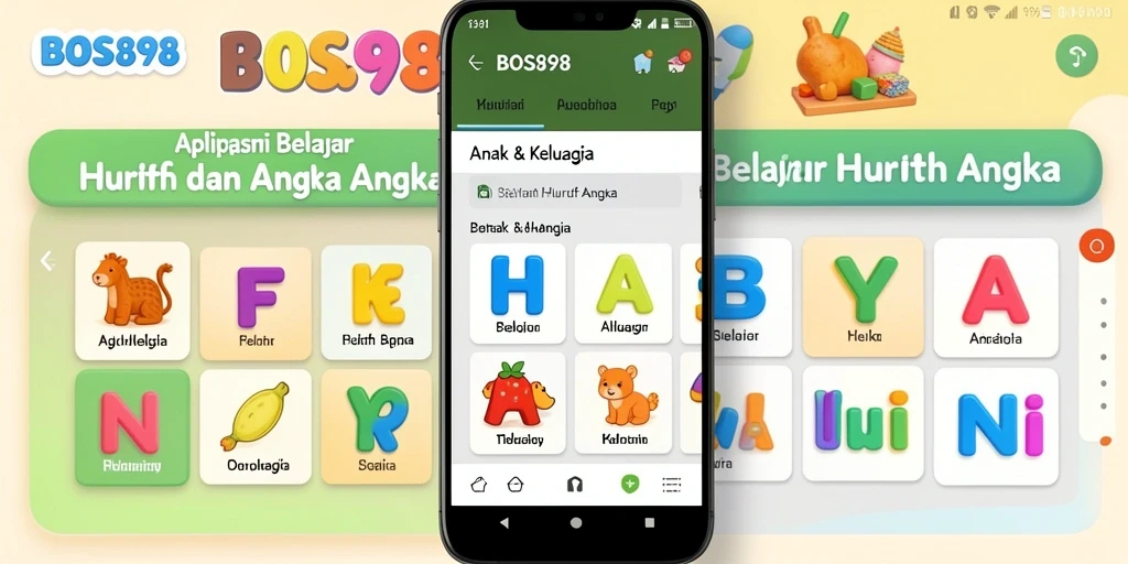 Screenshot antarmuka aplikasi Belajar Huruf Angka yang ramah anak.