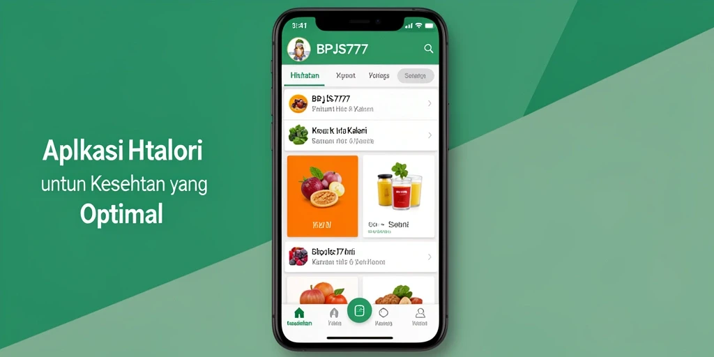 Tampilan aplikasi BPJS777 dengan fitur Hitung Kalori yang lengkap.