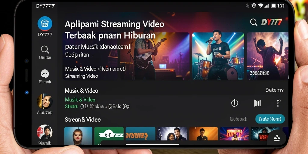 Tampilan antarmuka aplikasi DY777 yang sederhana dan intuitif untuk Streaming Video.